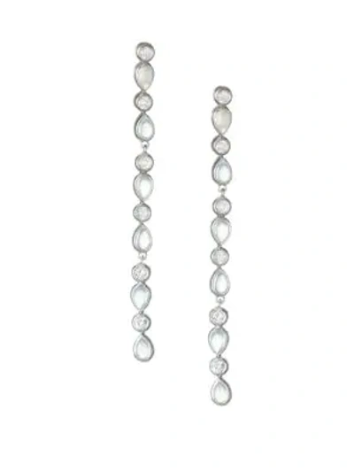 Anzie Classique Collection Sterling Silver, White Topaz & Rainbow Moonstone Drop Earrings