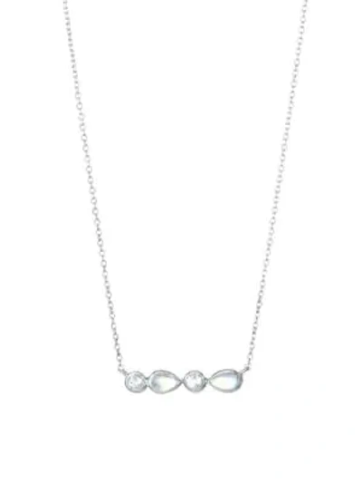 Anzie Women's Classique Sterling Silver, White Topaz & Rainbow Moonstone Bar Necklace