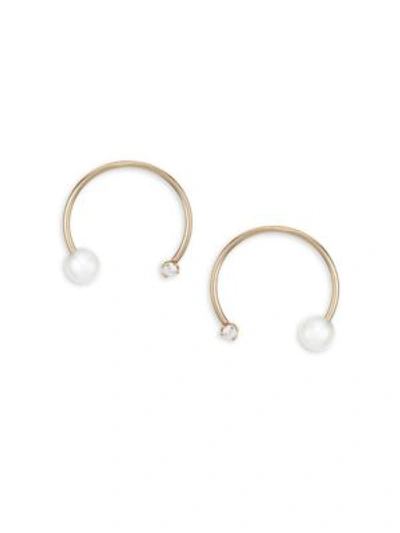 Zoë Chicco Women's 14k Yellow Gold Open Circle 4mm Pearl & Diamond Stud Earrings