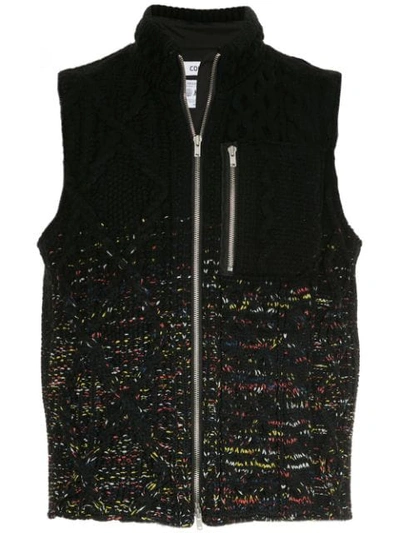 Coohem Aran Knit Zipped Vest - Black
