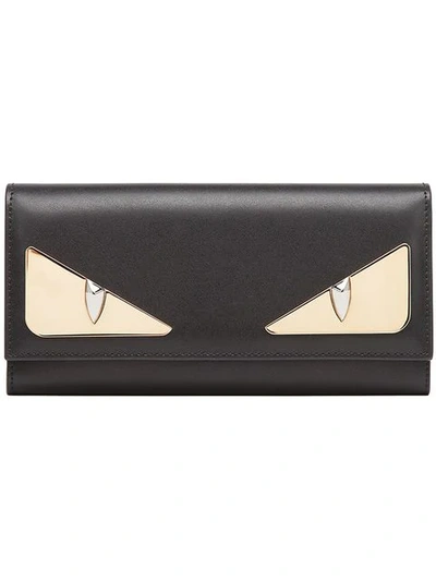Fendi Bag Bugs Continental Wallet In F0kur-black+ Soft Gold