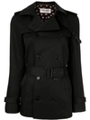 Saint Laurent Belted Short Trench Coat In Black
