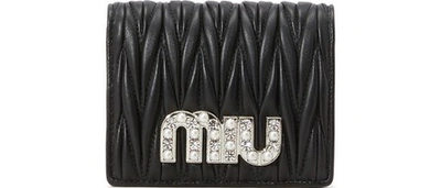 Miu Miu Miu Pearl Small Wallet In Black