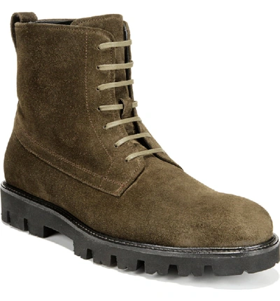 Vince Men's Commander Lace-up Suede Boots In Dark Olive