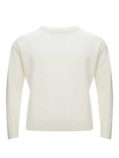 Gran Sasso White Super Geelong Wool Round Neck Sweater