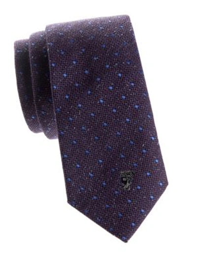 Versace Dotted Silk Tie In Violet