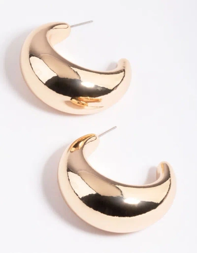 Lovisa Gold Thick Puff Hoop Earrings In Black