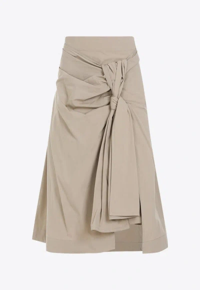 Bottega Veneta A-line Knot Midi Skirt In Sand