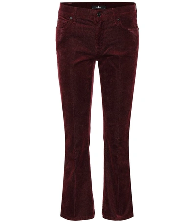 7 For All Mankind Cropped Mid-rise Bootcut Jeans In Red