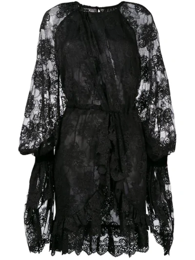 Christian Pellizzari Asymmetric Lace Dress In Black
