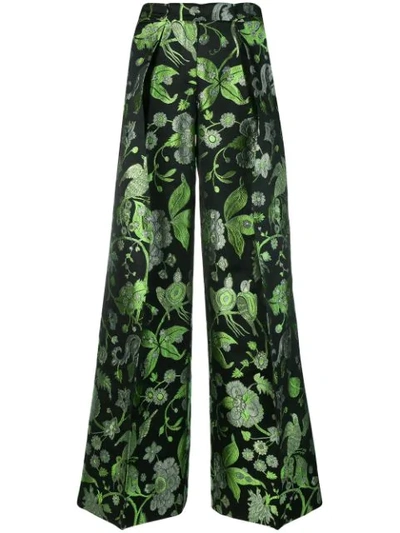 Christian Pellizzari Foliage Print Palazzo Trousers In Green