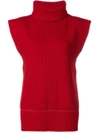 Alexander Mcqueen Sleeveless Knit Sweater In Red