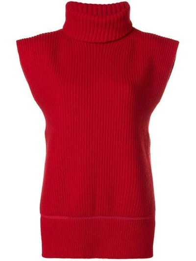 Alexander Mcqueen Sleeveless Knit Sweater In Red