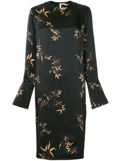 Matin Bamboo Print Wide Cuff Dress - Black