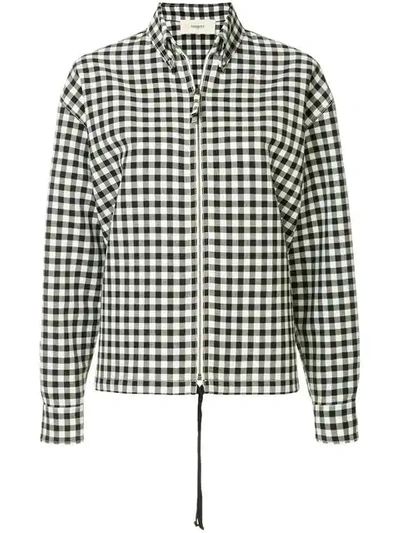 Ports 1961 Gingham Print Zipped Shirt In Black