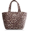Mz Wallace Medium Metro Quilted Nylon Tote In Leopard/gold