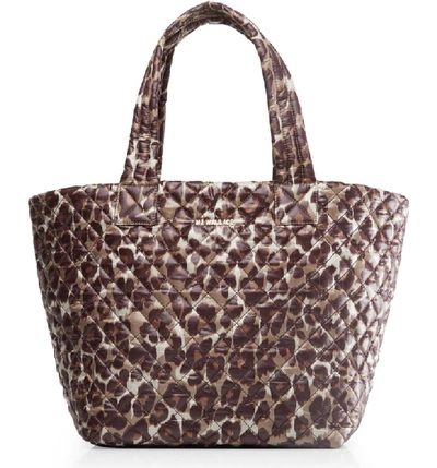 Mz Wallace Medium Metro Quilted Nylon Tote In Leopard/gold