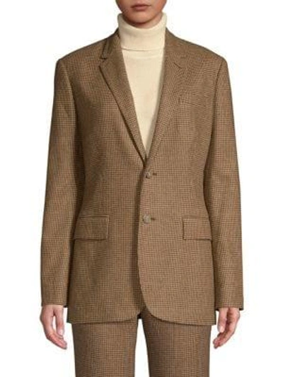 Polo Ralph Lauren Houndstooth Check Wool Blend Blazer In Brown