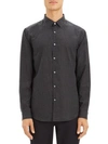 Theory Murrary Gingham-print Regular Fit Flannel Shirt In Gray Melange