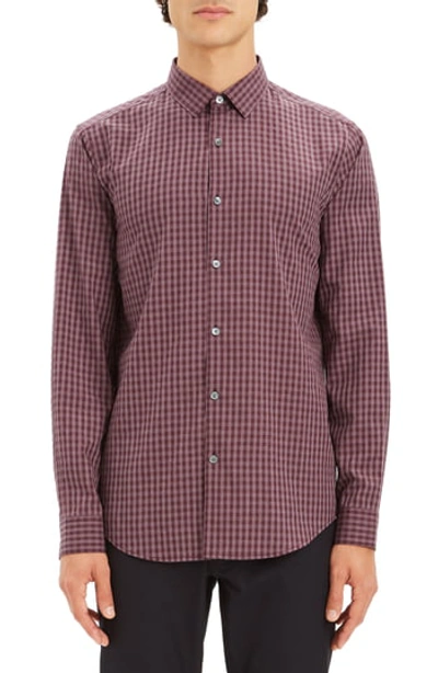 Theory Murrary Regular Fit Gingham Flannel Sport Shirt In Malbec