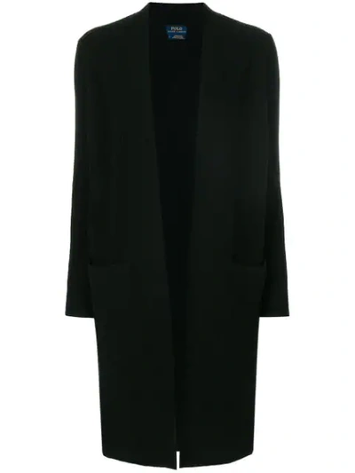 Polo Ralph Lauren Long Open Cardigan In Black
