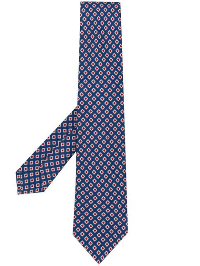 Kiton Geometric Print Tie - Blue