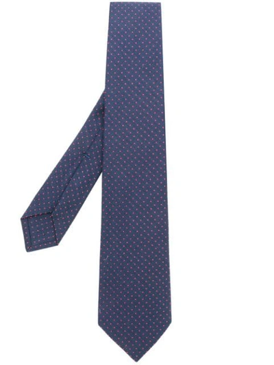 Kiton Embroidered Micro Dots Tie - Blue