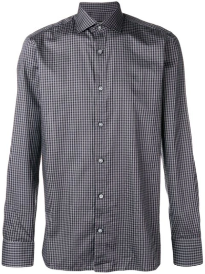 Z Zegna Gingham Check Shirt - Grey