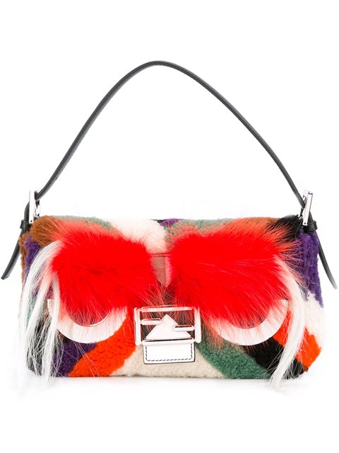 Fendi Baguette Shearling Shoulder Bag In Multicolour | ModeSens