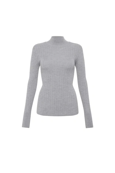 Rebecca Vallance Noel Long Sleeve Knit Top In Grey