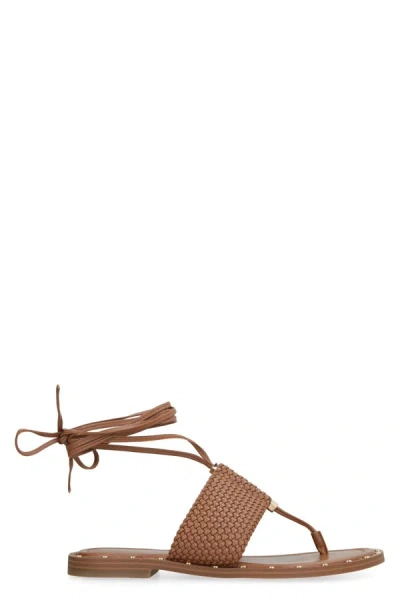 Michael Kors Jagger Leather Sandals In Brown