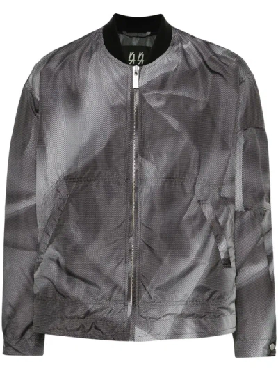 M44 Label Group Crinkle Bomber Jacket With Graphic Print In Black