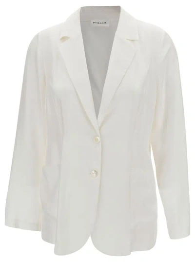 P.a.r.o.s.h White Single-breasted Jacket With Mother-of-pearls Buttons In Silk Woman