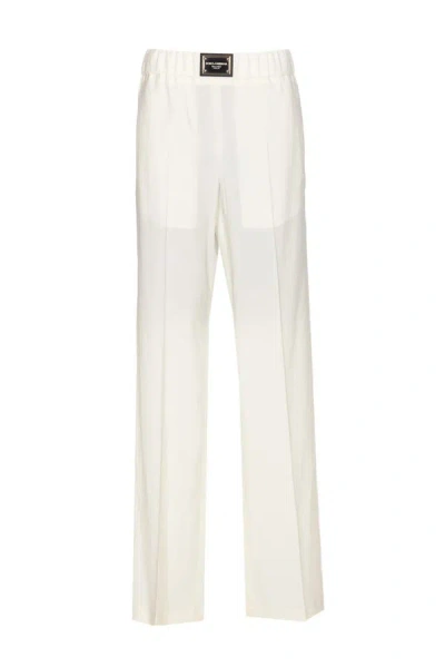 Dolce & Gabbana Logo Straight-leg Pants In White