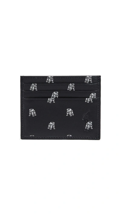 Polo Ralph Lauren Smooth Leather Motif Card Case In Black