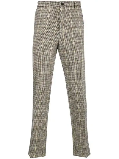Kenzo Checked Printed Tailored Trousers  In Neutrals