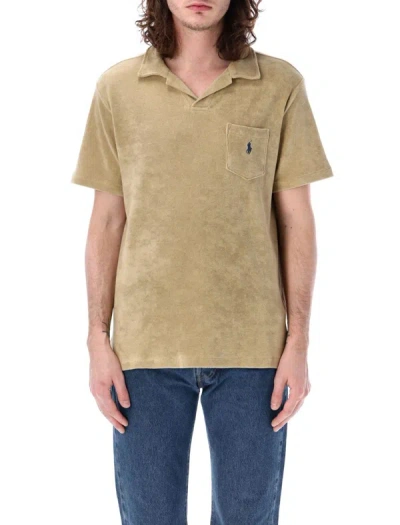 Polo Ralph Lauren Terry Polo Shirt With Pocket In Beige