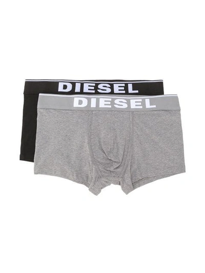 Diesel Umbx-damien Boxer Brief Two-pack In Grey