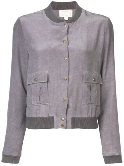 Nicole Miller Press Stud Bomber Jacket - Grey