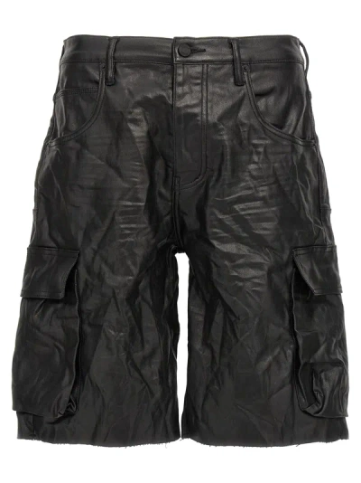 Purple High Shine Cargo Bermuda, Short Black