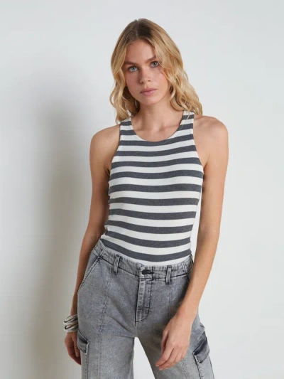 L Agence Nia Racerback Tank In Marengo/white Stripe