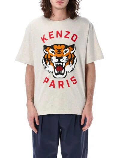 Kenzo Lucky Tiger Over Tee In Grey Mel