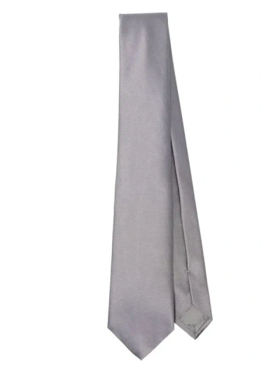 Emporio Armani Woven Jacquard Tie Accessories In Grey