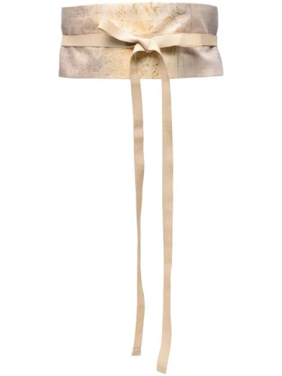 Ibrigu Obi Embroidered Belt Accessories In Beige