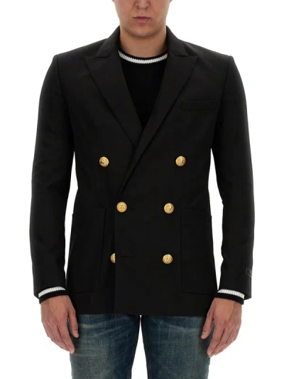 Balmain Technical Wool Jacket In Black