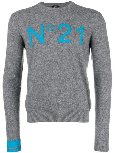 N°21 Intarsia Logo Sweater In Grey