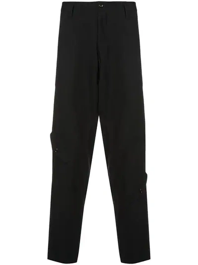 Yohji Yamamoto Cargo Pocket Tapered Trousers In Black