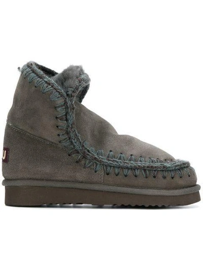 Mou Whipstitched Boots - Grey In Grey