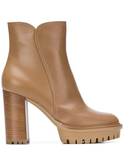 Gianvito Rossi Block Heel Ankle Boots In Neutrals