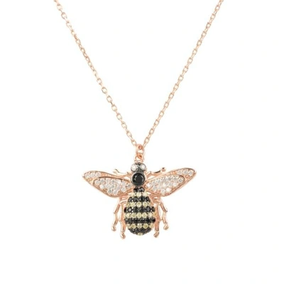 Latelita London Honey Bee Pendant Necklace Rosegold In Gold